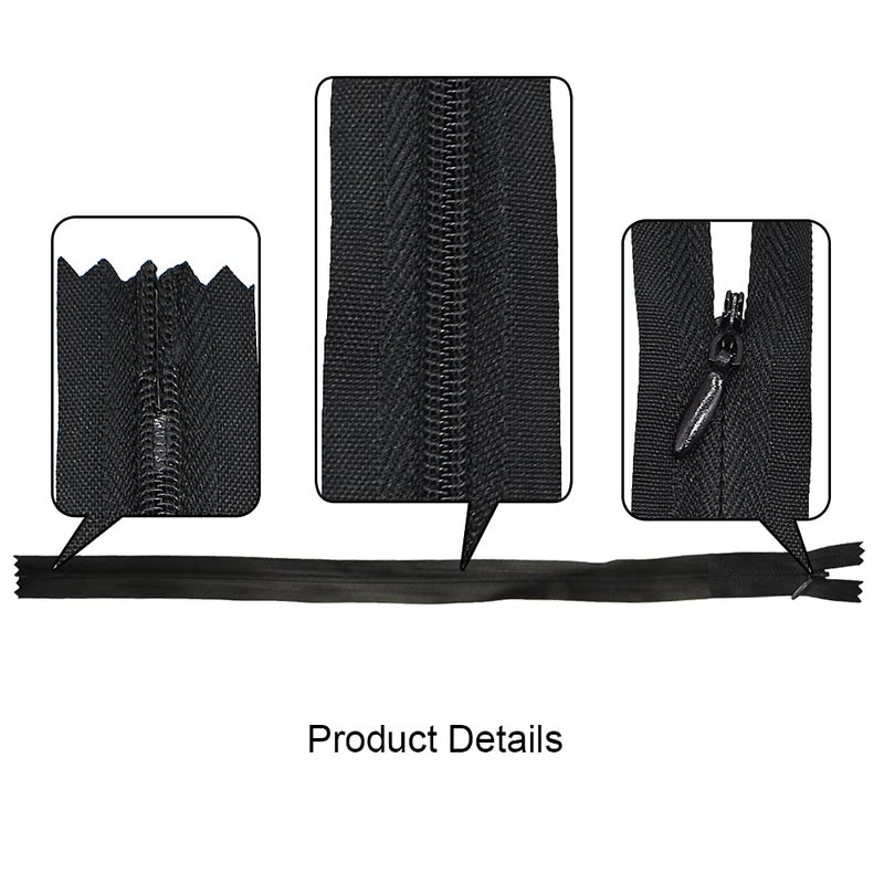 Renashed 50pcs 21.5 Inch Nylon Invisible Zippers Black White Mix for Tailor Sewer Sewing Craft Crafter's Special (Black&White) - Image 4